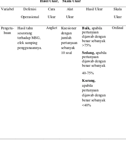 Table 3.1 Variable, Defenisi Operasional, Cara Ukur, Alat Ukur, 