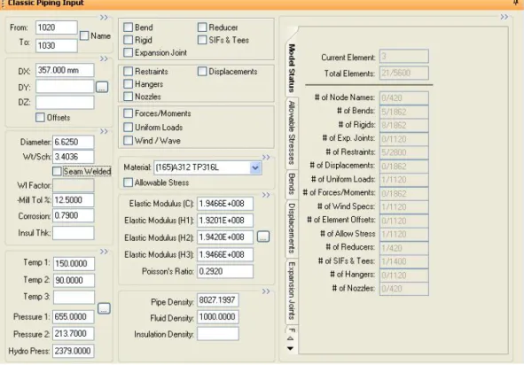 Gambar 12. Tampilan layar input identifikasi pipa  Referensi: Program CAESAR 5.0 