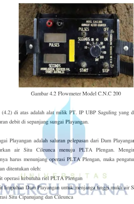 Gambar  (4.2)  di  atas  adalah  alat  milik  PT.  IP  UBP  Saguling  yang  digunakan  dalam  pengukuran debit di sepanjang sungai Playangan