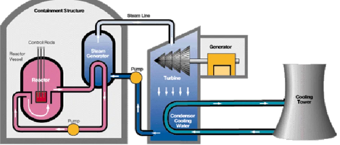 Gambar 1.1 gambar skematis dari reaktor tipe PWR 