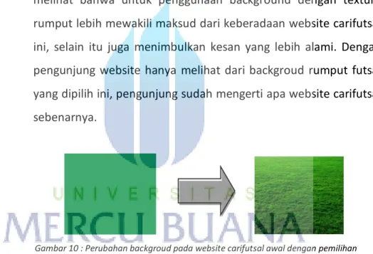 Gambar 10 : Perubahan backgroud pada website carifutsal awal dengan pemilihan   texture rumput futsal pada website carifutsal mobile  