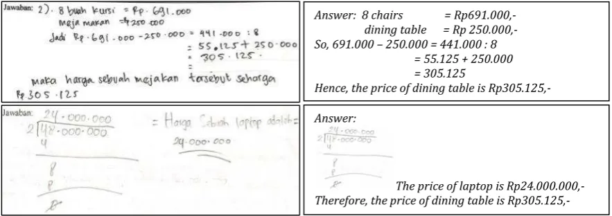 Figure 1 supports the students to identify the concept. It is one of the instructions to develop students� algebraic thinking about equality concept