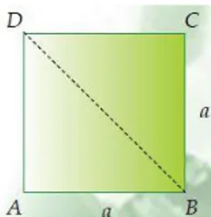 Gambar 2.2 Segitiga sama kaki melalui diagonal sebuah persegi 