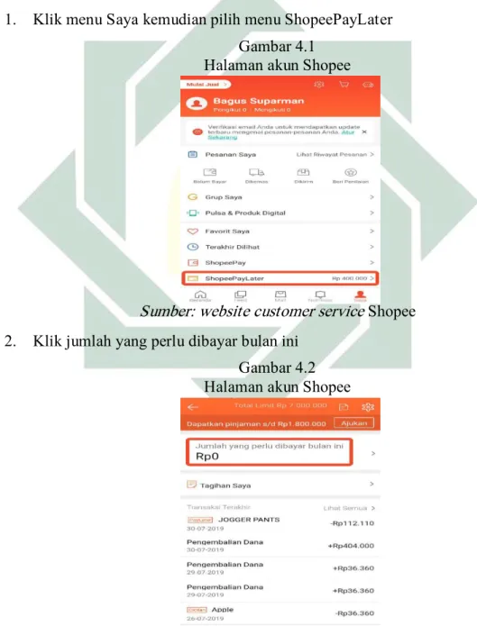 Gambar 4.2  Halaman akun Shopee 