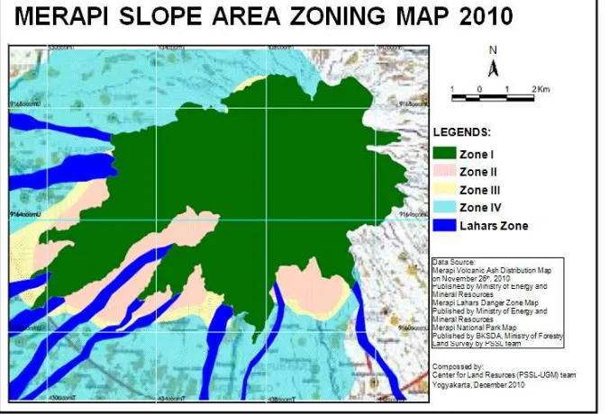 Figure 3. Merapi slope area zoning concept based on the agricultural land resources and livestock support.(Centre for Land Resources Universitas Gadjah Mada, 2010)