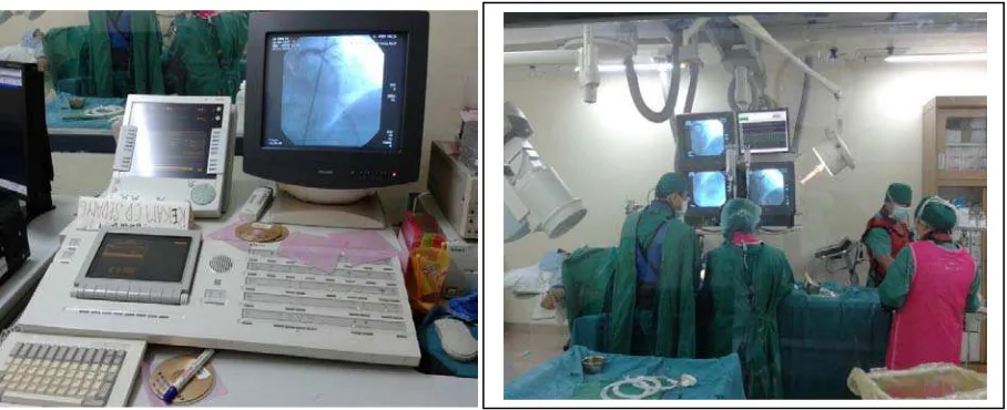 Gambar 4.  Proses angiografi koroner (sumber: Laboraturium kateterisasi RSUP    H. Adam Malik, Medan) 