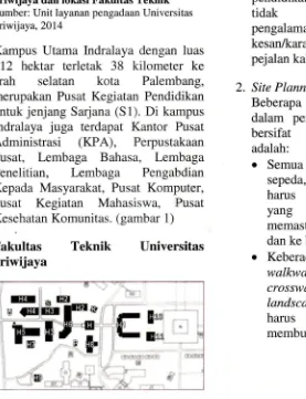 Gambar 1. Master plarc UniversitasSriwijaya dan lokasi Fakultas TeknikSumber: Unit layanan pengadaan UniversitasSriwijaya,2014