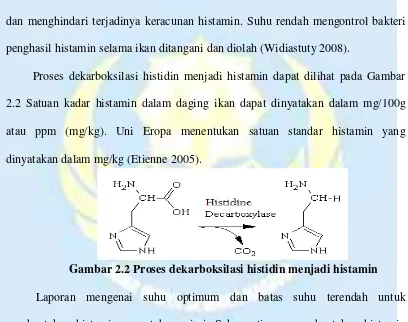Gambar 2.2 Proses dekarboksilasi histidin menjadi histamin  