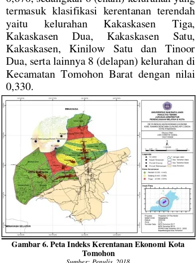 Gambar 6. Peta Indeks Kerentanan Ekonomi Kota 