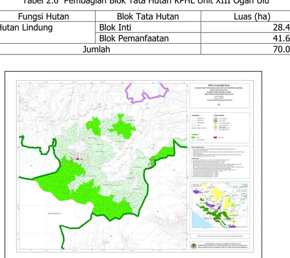 Tabel 2.6  Pembagian Blok Tata Hutan KPHL Unit XIII Ogan Ulu 