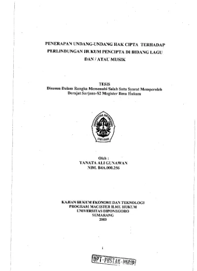 PENERAPAN UNDANG-UNDANG HAK CIPTA TERHADAP PERLINDUNGAN HUKUM PENCIPTA ...