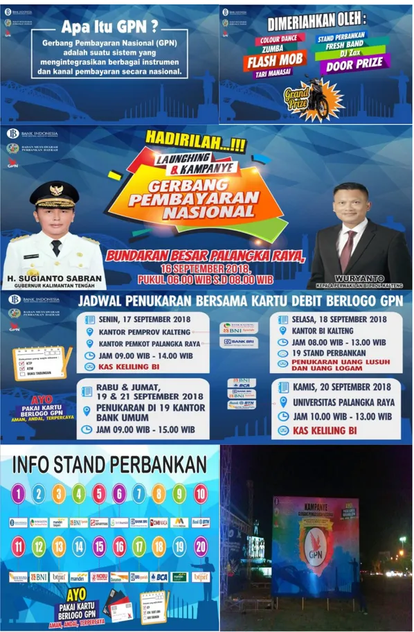 Gambar 5. Beberapa publikasi media cetak Pamplet dan Banner Kantor  Perwakilan Bank Indonesia Provinsi Kalimantan Tengah 