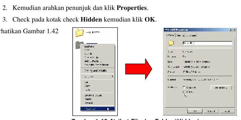 Gambar 1.42 Atribut File dan Folder (Hidden) 