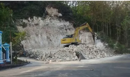 Gambar  I.1: 20 Aktivitas  penambangan  batu  kapur  menggunakan alat berat di Kecamatan Tanjungsari