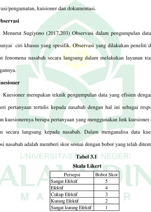 Tabel 3.1   Skala Likert 