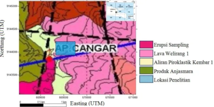 Gambar 2: Desain lintasan akuisisi survei geolistrik mapping di area Agrotechno Park Cangar.