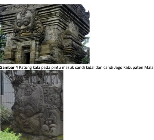 Gambar 4 Patung kala pada pintu masuk candi kidal dan candi Jago Kabupaten Malang 