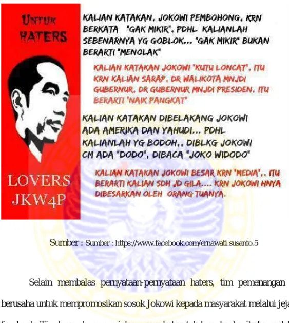 Gambar III.7.Tulisan untuk Haters Jokowi di media sosial facebook 