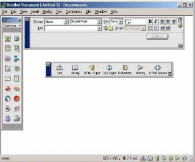 Gambar 2.1  sebuah tipikal dari Dreamweaver screen. 