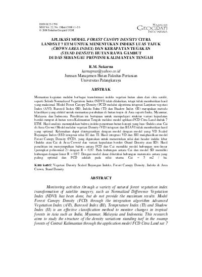 APLIKASI MODEL FOREST CANOPY DENSITY CITRA LANDSAT 7 ETM UNTUK