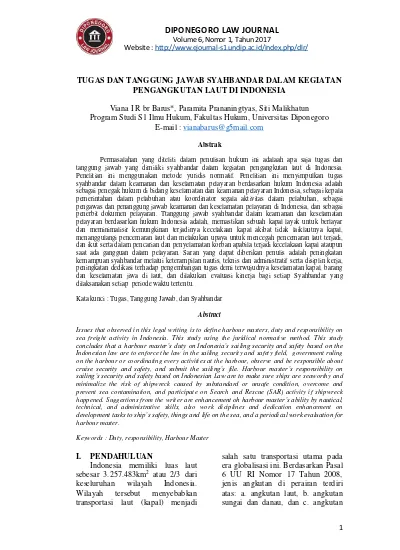 Tugas Dan Tanggung Jawab Syahbandar Dalam Kegiatan Pengangkutan Laut Di ...