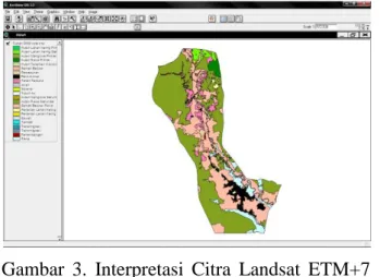 Gambar  3.  Interpretasi  Citra  Landsat  ETM+7  tahun  2007,  Path-Row  118-62  Wilayah  Kota Palangka Raya