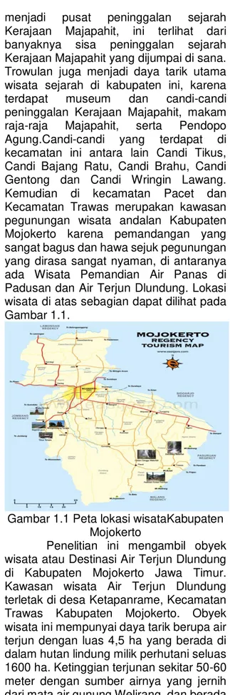 Gambar 1.1 Peta lokasi wisataKabupaten  Mojokerto 