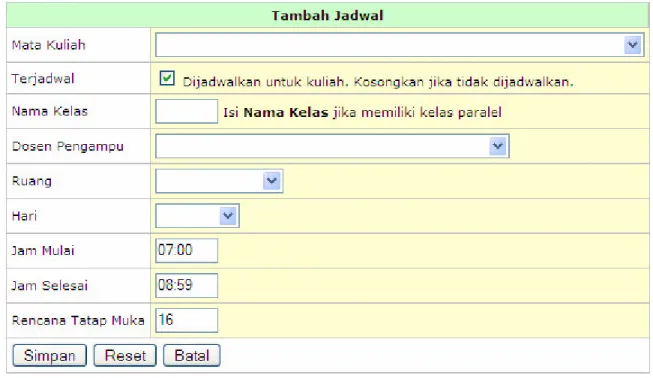 Gambar 14. Form Tambah Jadwal 