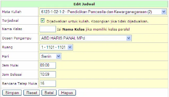 Gambar 16. Form Edit Jadwal 
