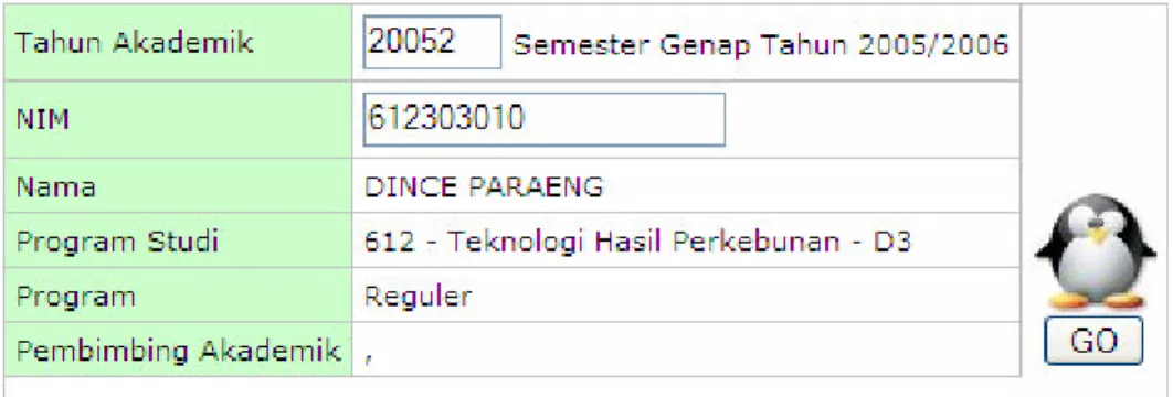 Gambar 22. Form NIM untuk KRS 