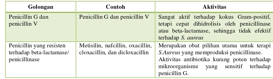 Tabel 7. Antibiotika Golongan Penicillin