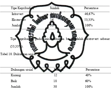 Tabel 10. Dukungan sosial. 