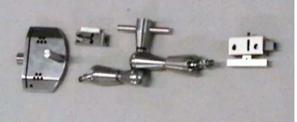 Figure 3. Components of jig holders (a) and (b) as well as (c) the jig  