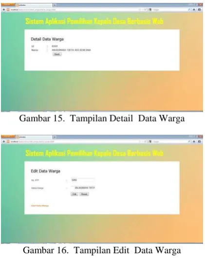 Gambar 15.  Tampilan Detail  Data Warga  