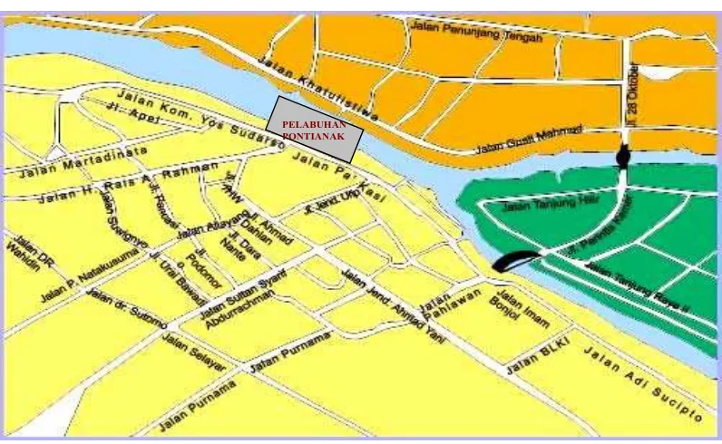 Gambar 4.1: Peta Letak/ Posisi Pelabuhan Pontinak di Kota Pontianak, PT. (Persero) Pelindo II Cab