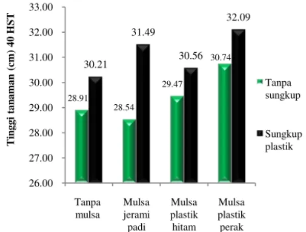 Gambar  1.  Rata –rata  Tinggi  Tanaman  Bawang  Merah (cm) pada Berbagai Jenis Mulsa