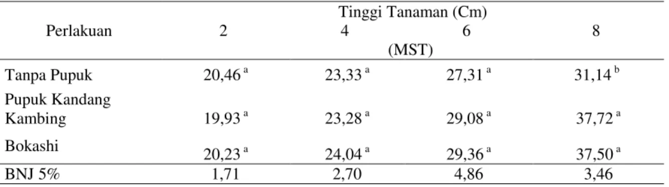 Tabel 2 . Rata-rata Tinggi Tanaman Cabai Rawit (cm) pada Pemberian Jenis Mulsa  Perlakuan 