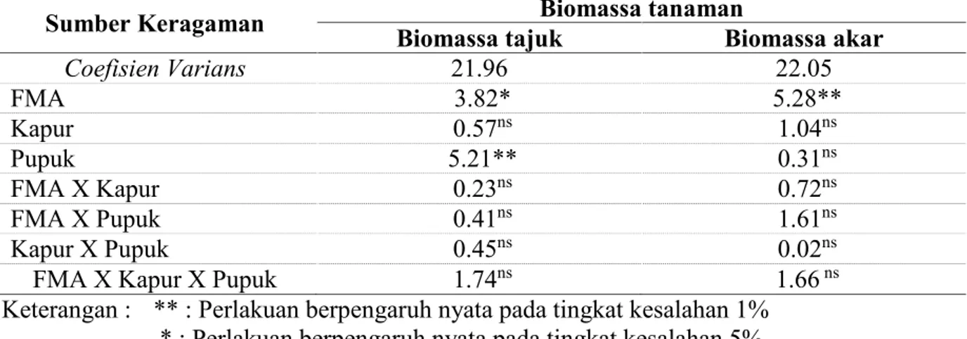 Tabel 2. Hasil uji DMRT taraf 5% pengaruh faktor FMA terhadap pertambahan jumlah daun kacang hias pada 8 mst.