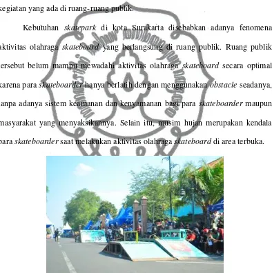 Gambar I.2 Event skateboard dilaksanakan di depan pasar Triwindu, Ngarsopuro Sumber : dokumen Setya (2011) 