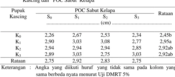 Tabel  4.   Diameter  Umbi    Tanaman Bawang   Merah dengan Pemberian   Pupuk    Kascing dan   POC Sabut  Kelapa 