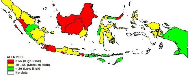 Gambar 2.2 Gambaran Angka Kejadian DBD di Indonesia                               (Achmadi, 2010)