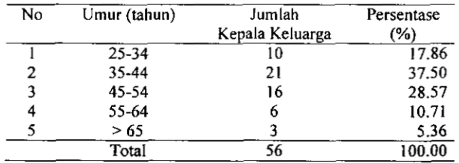 Tabel  6  Rentang umur peternak  A K B  