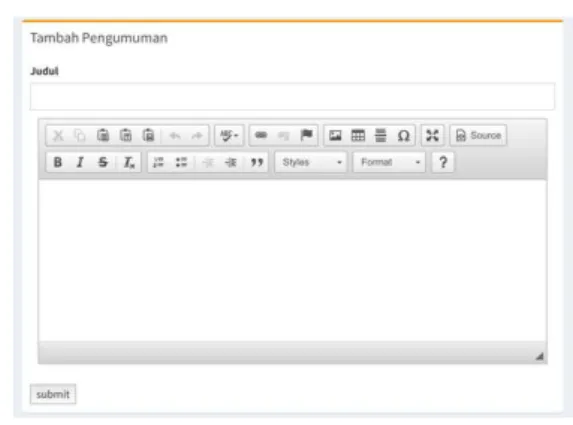 Gambar 13. Form Tambah Pengumuman 