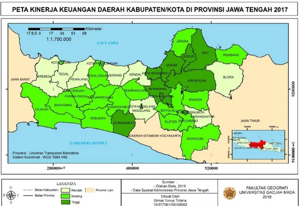 Gambar 2.3 Peta Kinerja Keuangan Daerah Kabupaten/Kota  Sumber: Olahan Data, 2019 