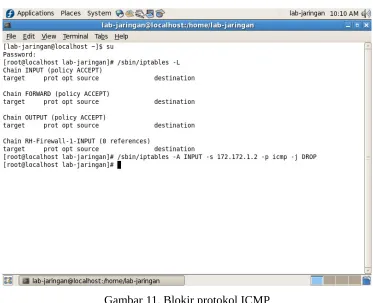 Gambar 11. Blokir protokol ICMP