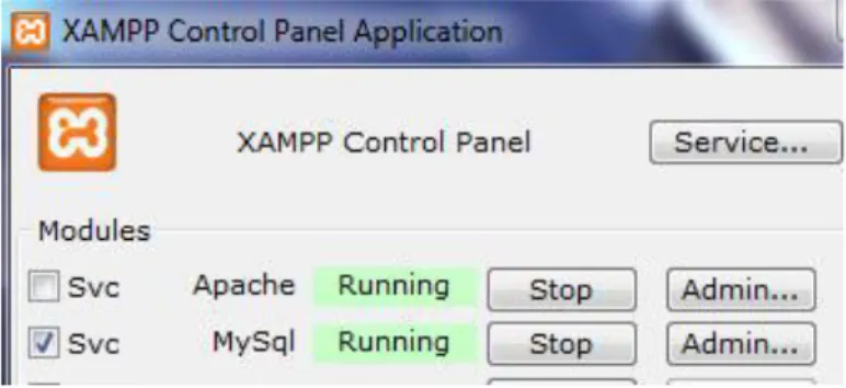 Gambar 2. Jendela Xampp Control Panel 