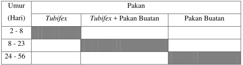 Tabel 2. Matriks Pemberian Pakan  