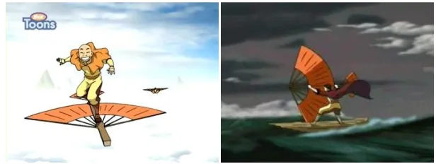 Figure 8.Aang can do some tricky movements with his glider similar to surfing   