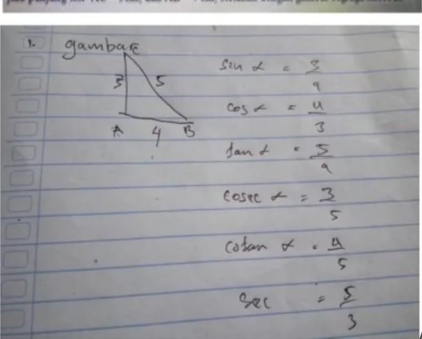 Gambar 1.  Soal dan jawaban MID semester materi trigonometri. 