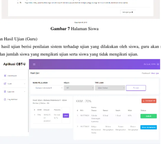 Gambar 8 Hasil Ujian 